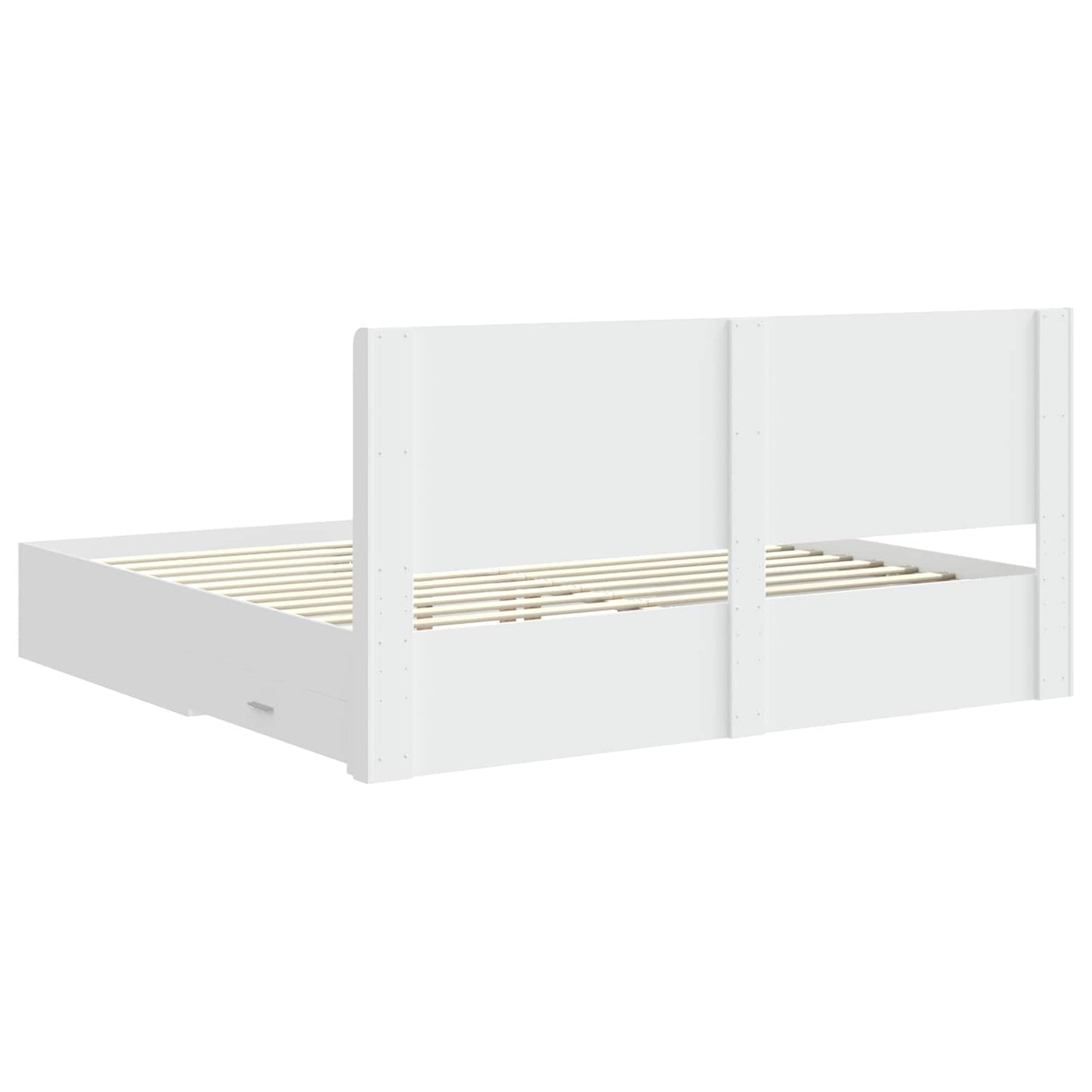 vidaXL Bed Frame with Storage and Headboard White Engineered Wood