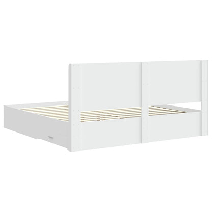 vidaXL Bed Frame with Storage and Headboard White Engineered Wood