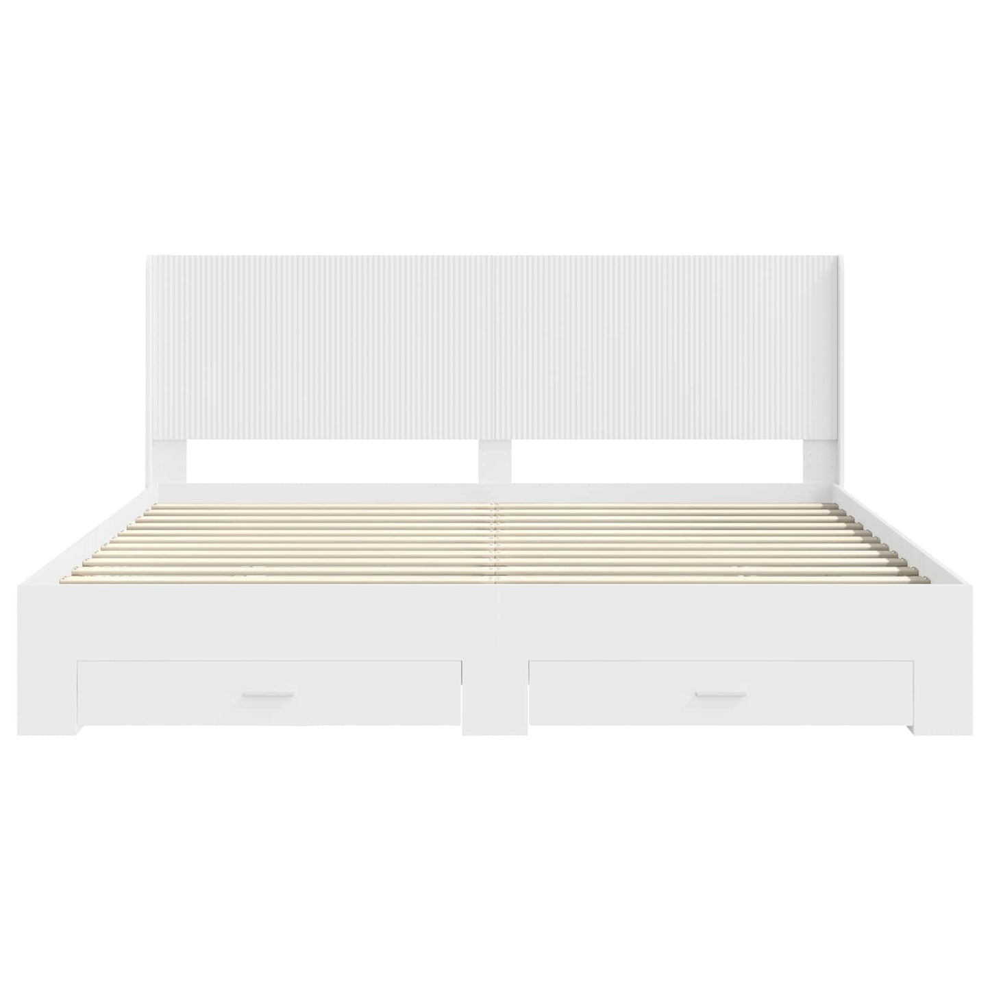 vidaXL Bed Frame with Storage and Headboard White Engineered Wood