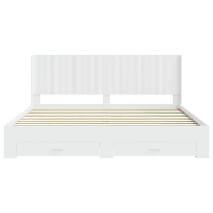 vidaXL Bed Frame with Storage and Headboard White Engineered Wood