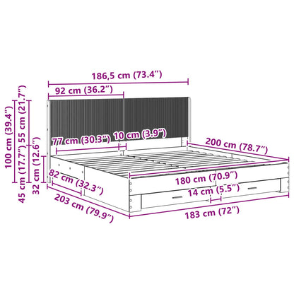 vidaXL Bed Frame with Storage and Headboard White Engineered Wood