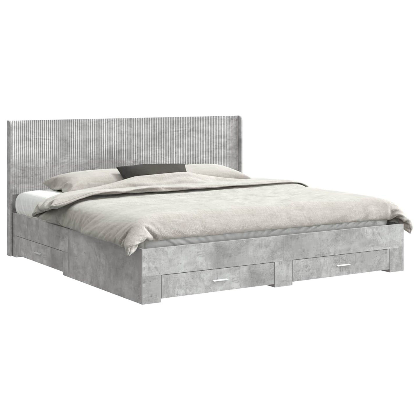 vidaXL Bed Frame with Storage and Headboard Concrete Grey