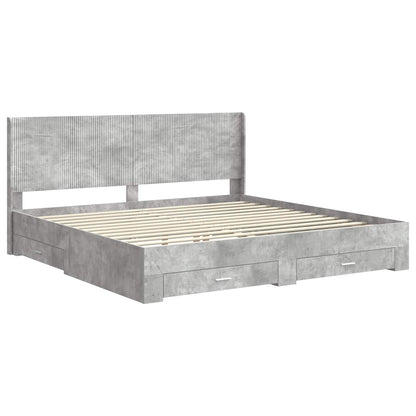 vidaXL Bed Frame with Storage and Headboard Concrete Grey