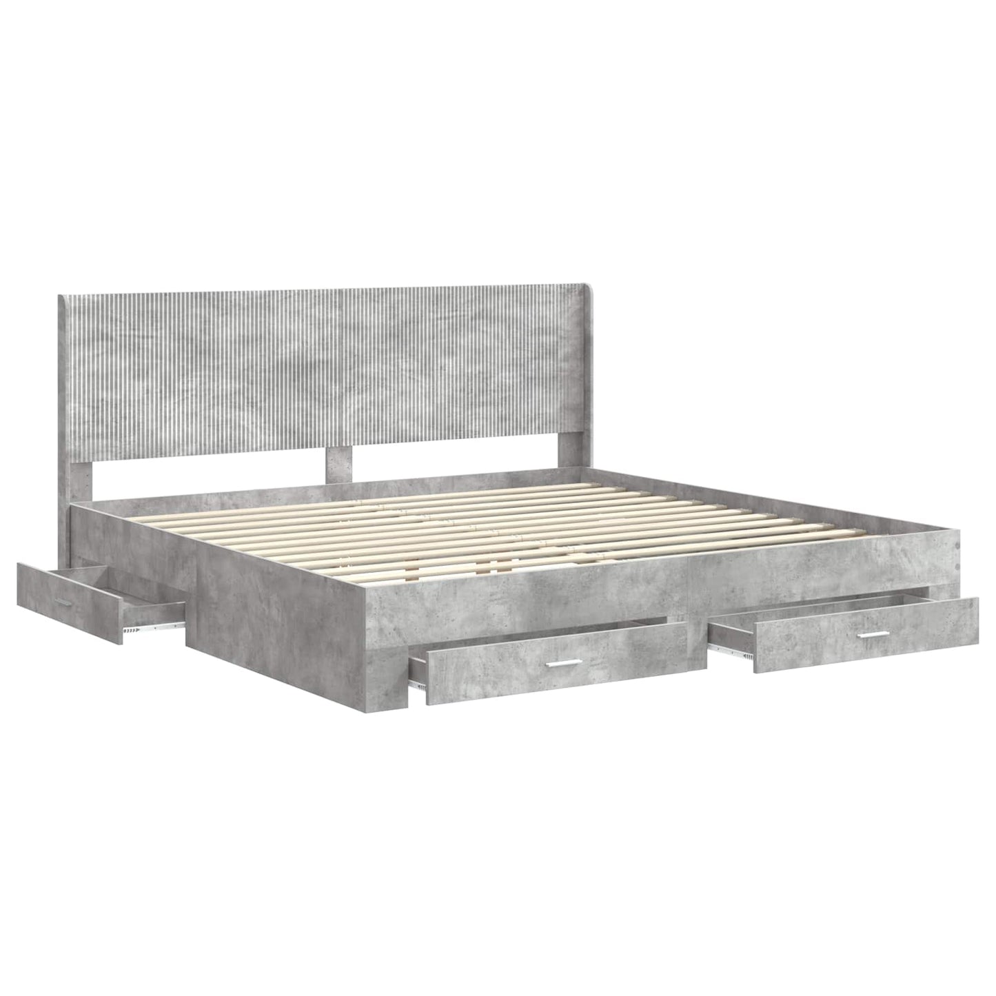 vidaXL Bed Frame with Storage and Headboard Concrete Grey