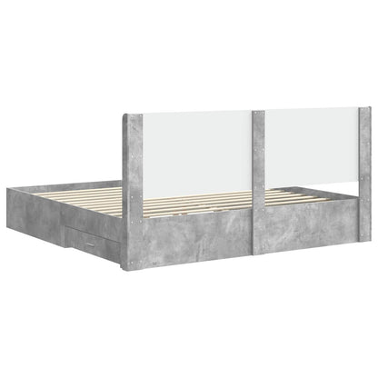 vidaXL Bed Frame with Storage and Headboard Concrete Grey