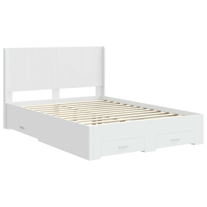 vidaXL Bed Frame with Storage and Headboard White Engineered Wood