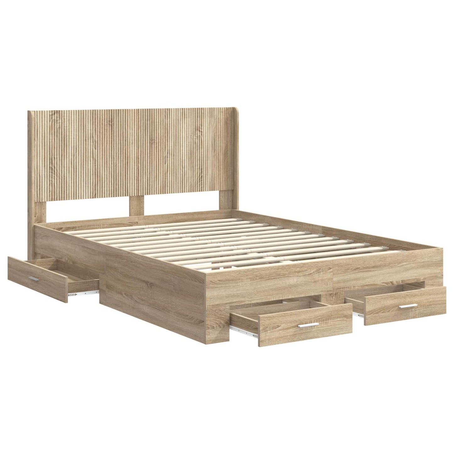 vidaXL Bed Frame with Storage and Headboard Sonoma Oak Engineered Wood