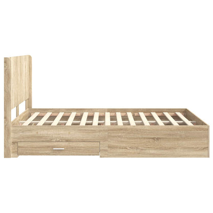 vidaXL Bed Frame with Storage and Headboard Sonoma Oak Engineered Wood