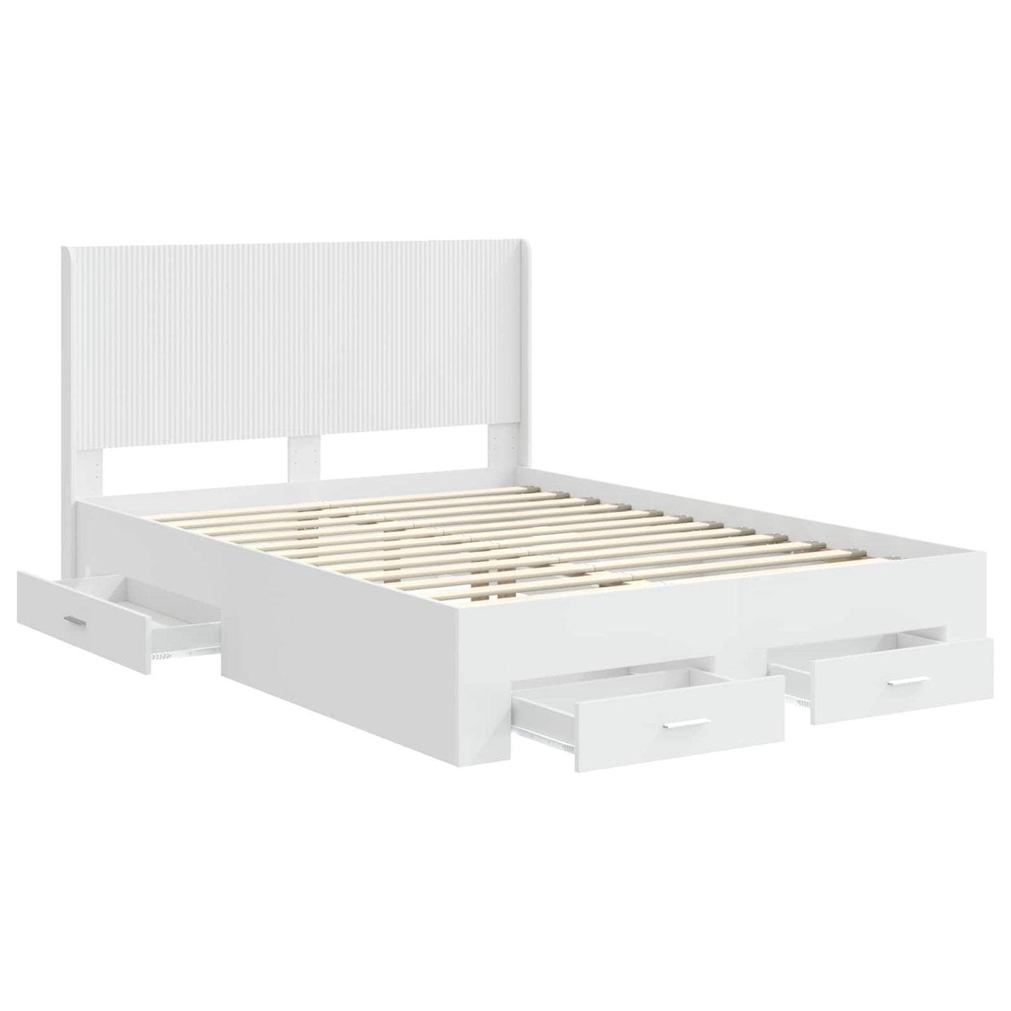 vidaXL Bed Frame with Storage and Headboard White Engineered Wood