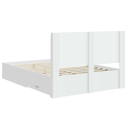 vidaXL Bed Frame with Storage and Headboard White Engineered Wood