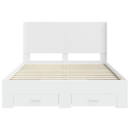 vidaXL Bed Frame with Storage and Headboard White Engineered Wood
