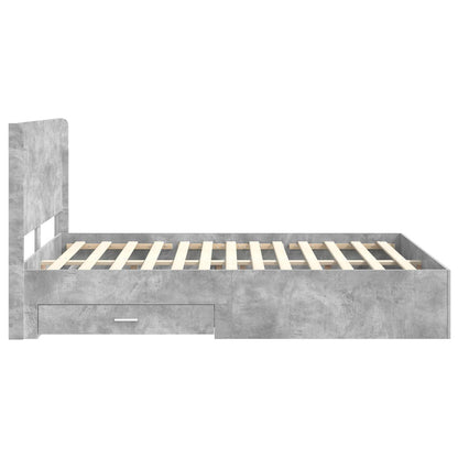 vidaXL Bed Frame with Storage and Headboard Concrete Grey 140 x 200 cm