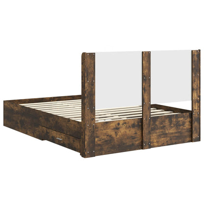vidaXL Bed Frame with Storage and Headboard Smoked Oak Engineered Wood