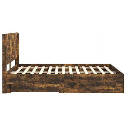 vidaXL Bed Frame with Storage and Headboard Smoked Oak Engineered Wood