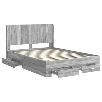 vidaXL Bed Frame with Storage and Headboard Grey Sonoma