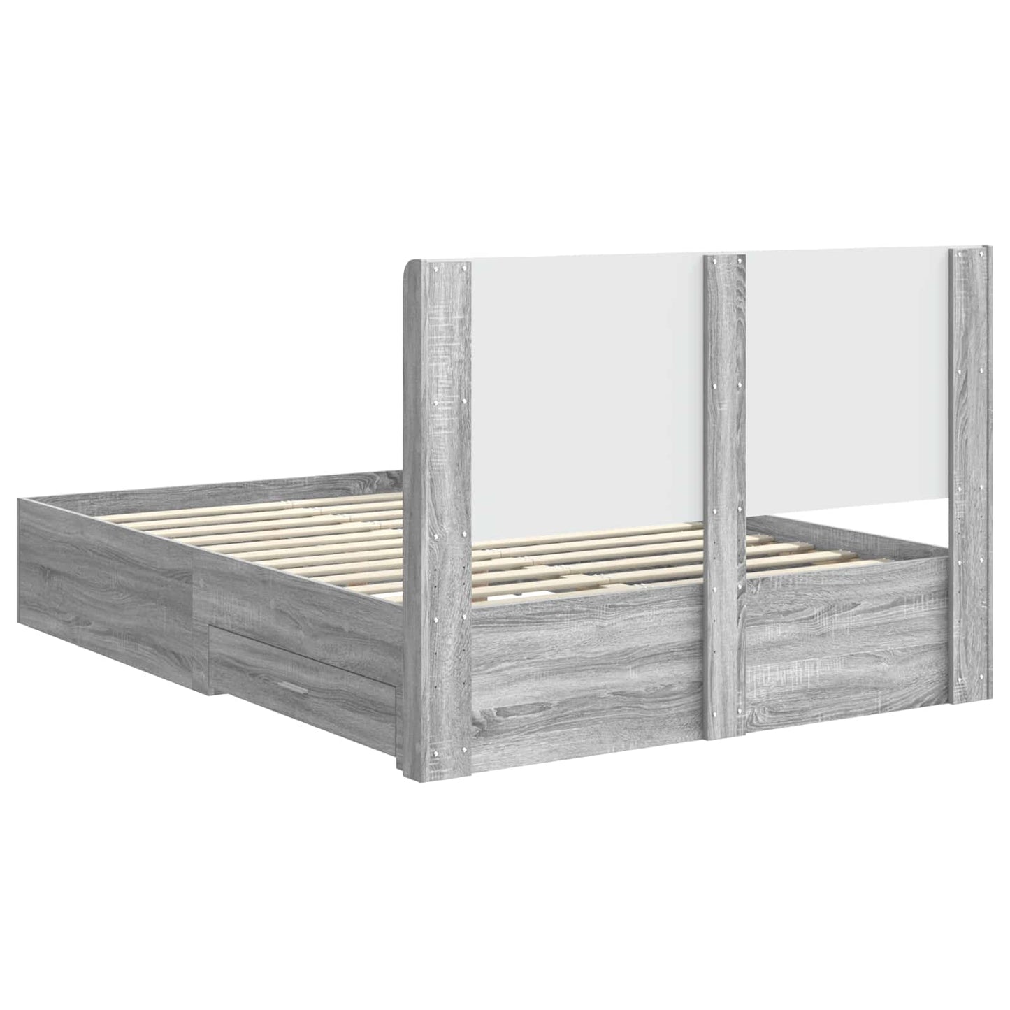 vidaXL Bed Frame with Storage and Headboard Grey Sonoma