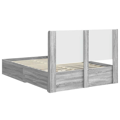 vidaXL Bed Frame with Storage and Headboard Grey Sonoma