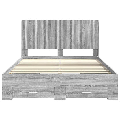 vidaXL Bed Frame with Storage and Headboard Grey Sonoma