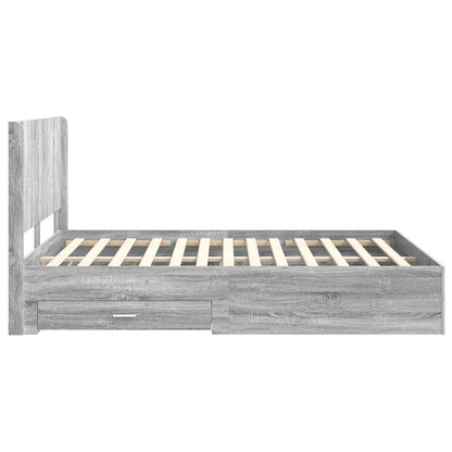 vidaXL Bed Frame with Storage and Headboard Grey Sonoma