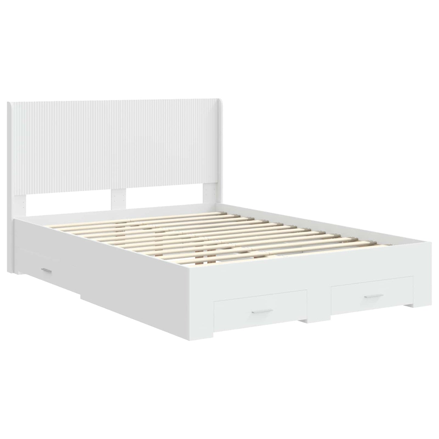 vidaXL Bed Frame with Storage and Headboard White Engineered Wood