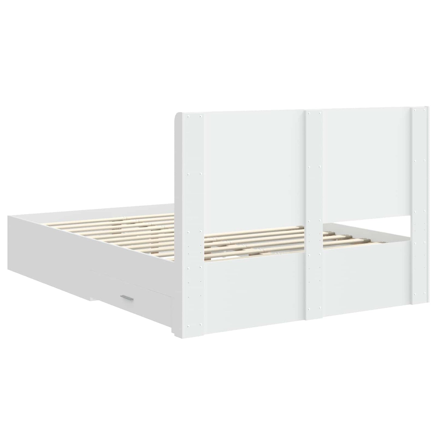 vidaXL Bed Frame with Storage and Headboard White Engineered Wood