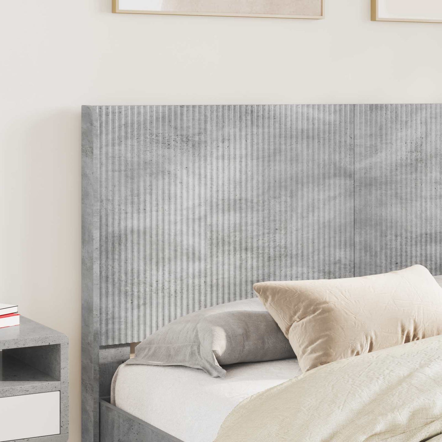 vidaXL Bed Frame with Storage and Headboard Concrete Grey 140 x 190 cm