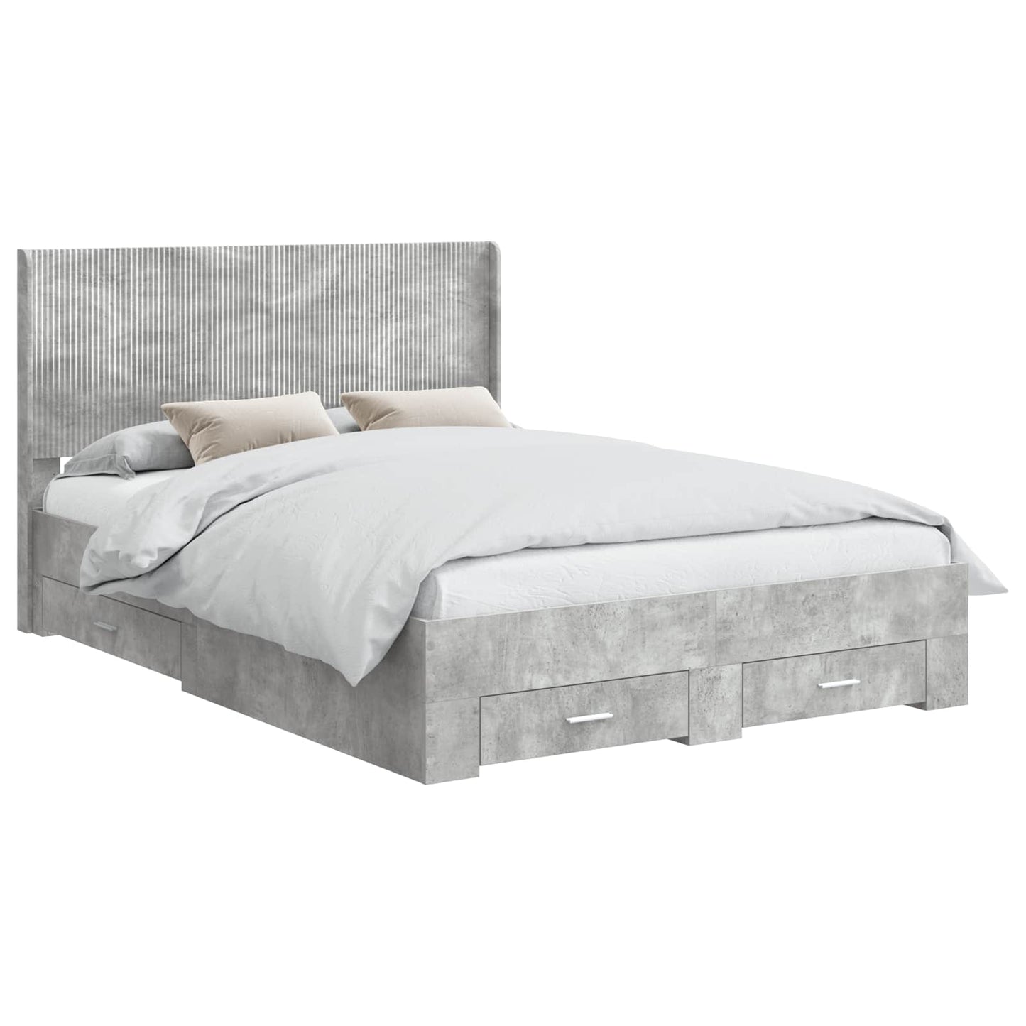 vidaXL Bed Frame with Storage and Headboard Concrete Grey 140 x 190 cm