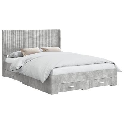 vidaXL Bed Frame with Storage and Headboard Concrete Grey 140 x 190 cm