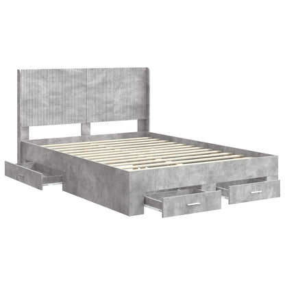 vidaXL Bed Frame with Storage and Headboard Concrete Grey 140 x 190 cm