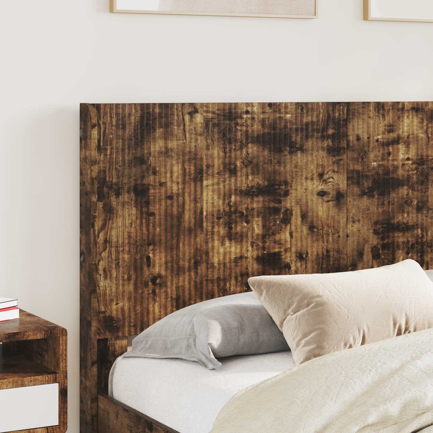 vidaXL Bed Frame with Storage and Headboard Smoked Oak Engineered Wood