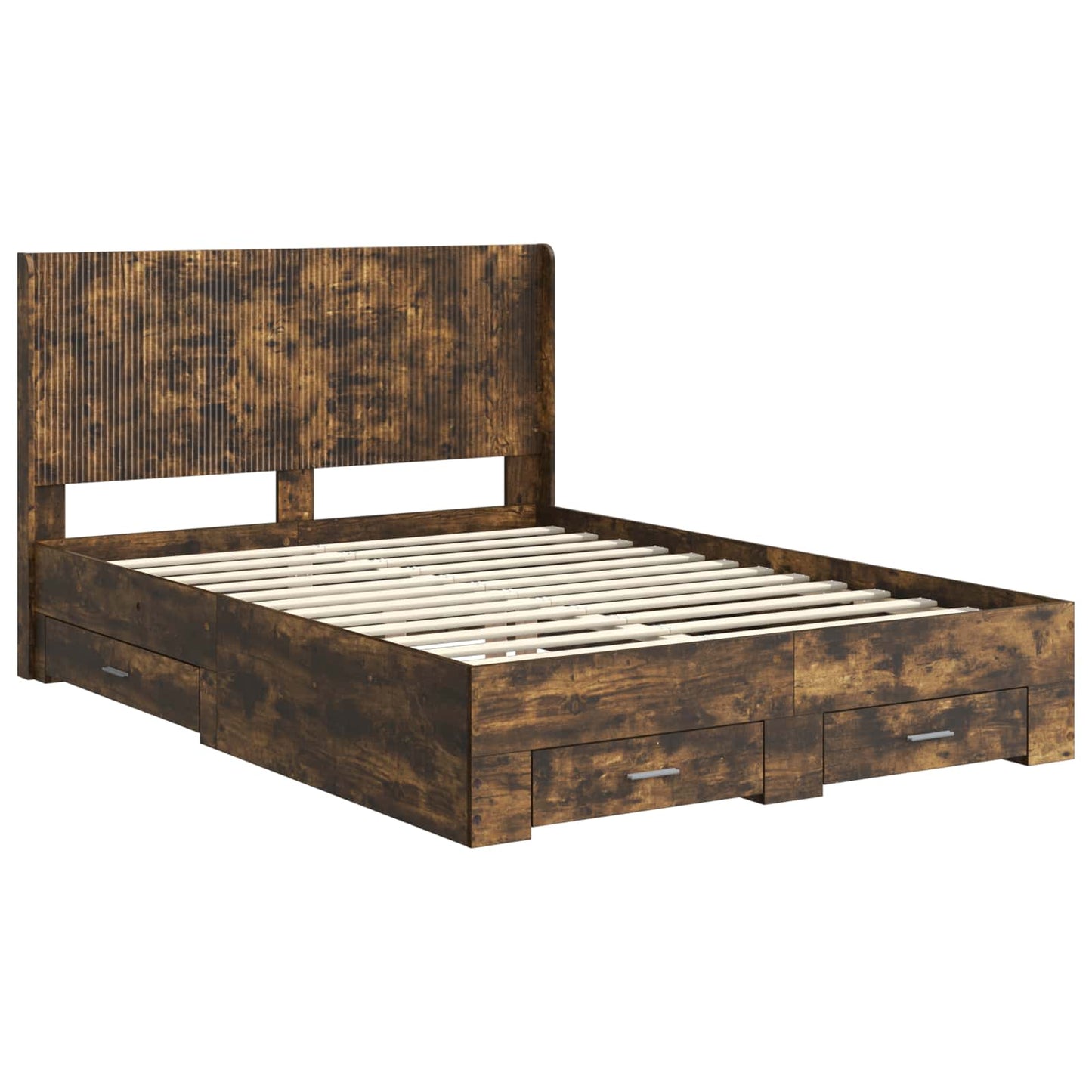 vidaXL Bed Frame with Storage and Headboard Smoked Oak Engineered Wood