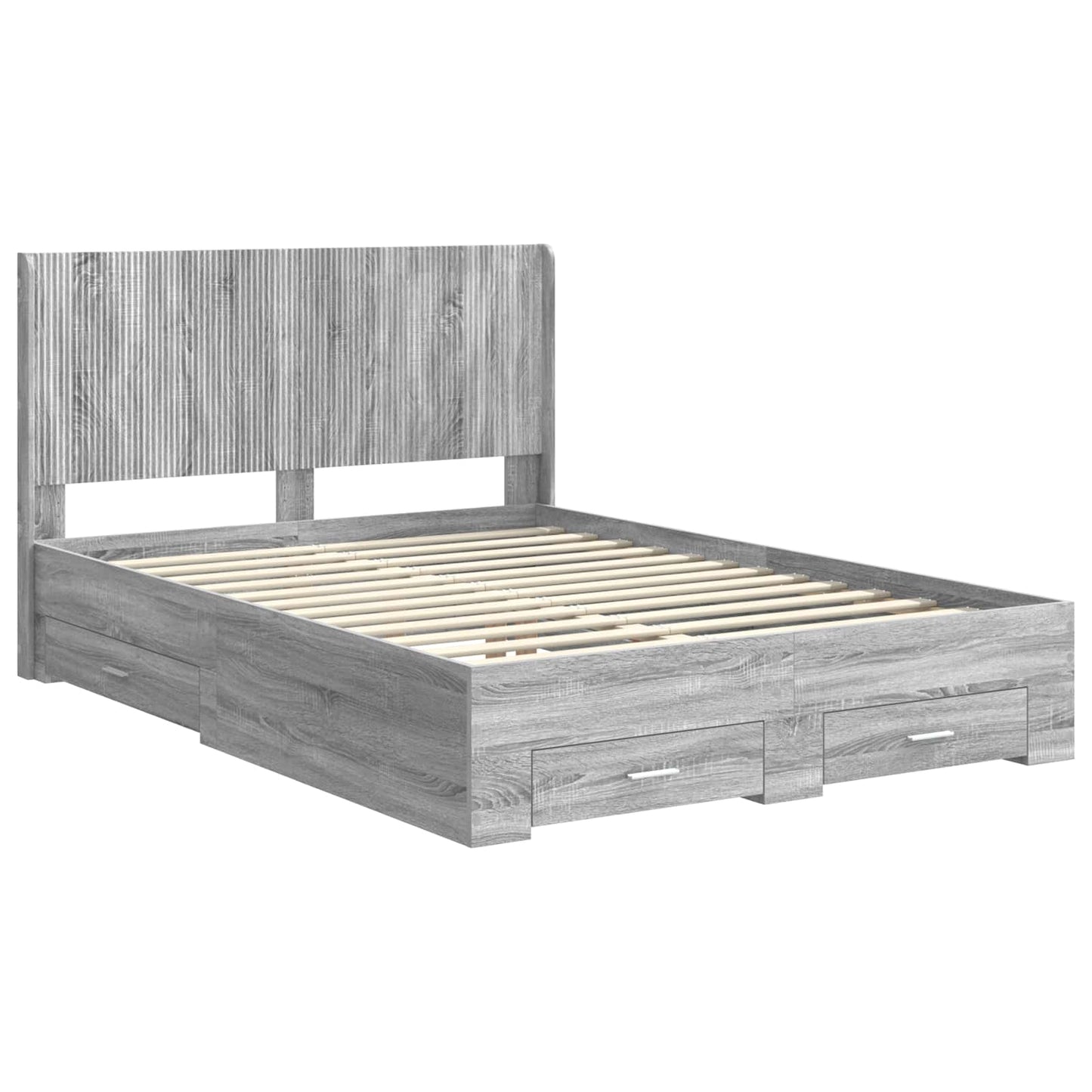 vidaXL Bed Frame with Storage and Headboard Grey Sonoma