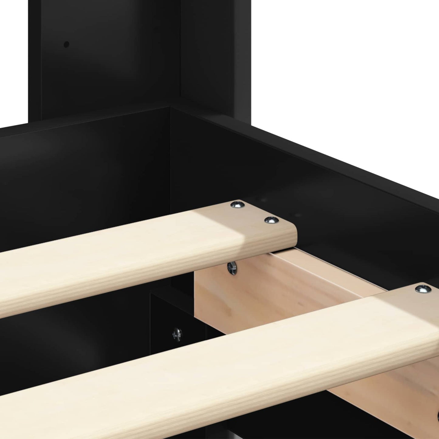 vidaXL Bed Frame with Storage and Headboard Black 135 x 190 cm