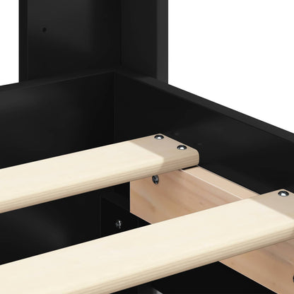 vidaXL Bed Frame with Storage and Headboard Black 135 x 190 cm