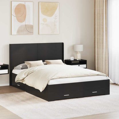 vidaXL Bed Frame with Storage and Headboard Black 135 x 190 cm