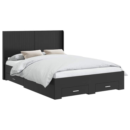 vidaXL Bed Frame with Storage and Headboard Black 135 x 190 cm