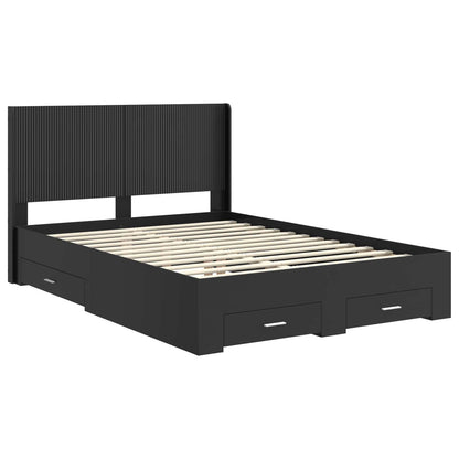vidaXL Bed Frame with Storage and Headboard Black 135 x 190 cm