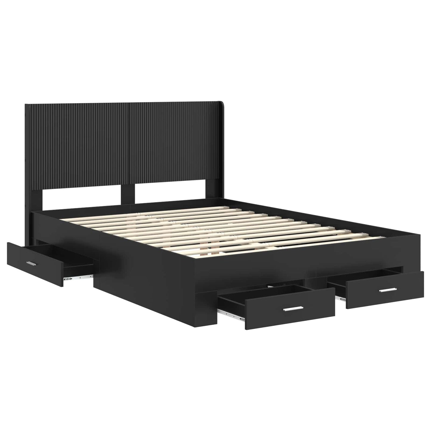 vidaXL Bed Frame with Storage and Headboard Black 135 x 190 cm