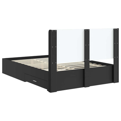 vidaXL Bed Frame with Storage and Headboard Black 135 x 190 cm