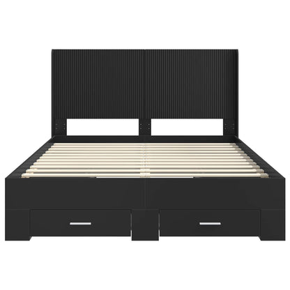 vidaXL Bed Frame with Storage and Headboard Black 135 x 190 cm
