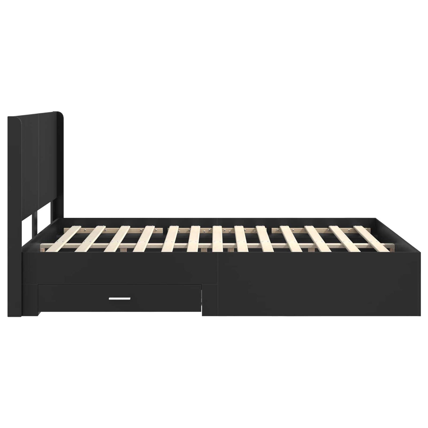 vidaXL Bed Frame with Storage and Headboard Black 135 x 190 cm