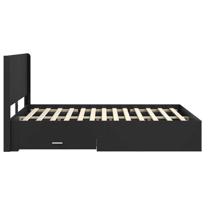vidaXL Bed Frame with Storage and Headboard Black 135 x 190 cm