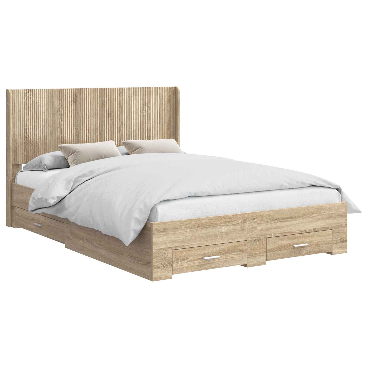 vidaXL Bed Frame with Storage and Headboard Sonoma Oak Engineered Wood