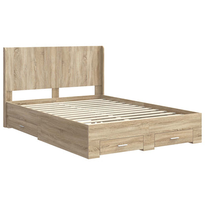 vidaXL Bed Frame with Storage and Headboard Sonoma Oak Engineered Wood
