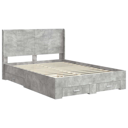 vidaXL Bed Frame with Storage and Headboard Concrete Grey