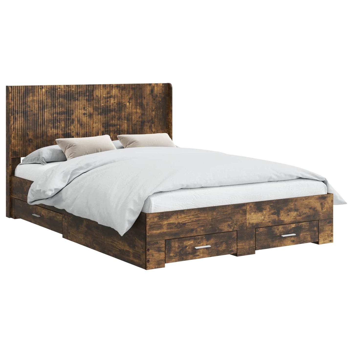 vidaXL Bed Frame with Storage and Headboard Smoked Oak Engineered Wood