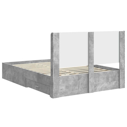 vidaXL Bed Frame with Storage and Headboard Concrete Grey