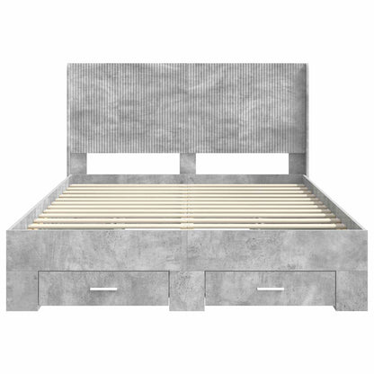 vidaXL Bed Frame with Storage and Headboard Concrete Grey