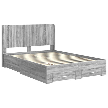 vidaXL Bed Frame with Storage and Headboard Grey Sonoma