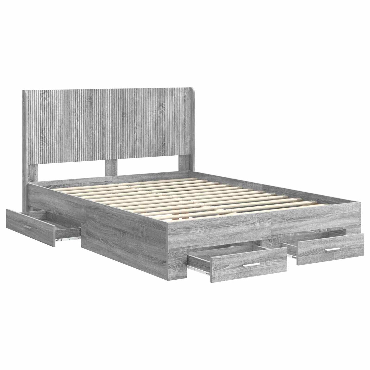 vidaXL Bed Frame with Storage and Headboard Grey Sonoma